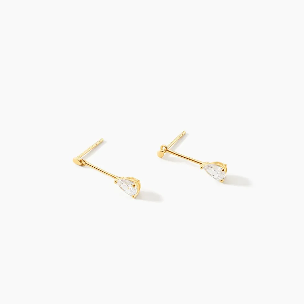 Boucles D'oreilles Pendantes Goutte Or Jaune Oxyde De Zirconium