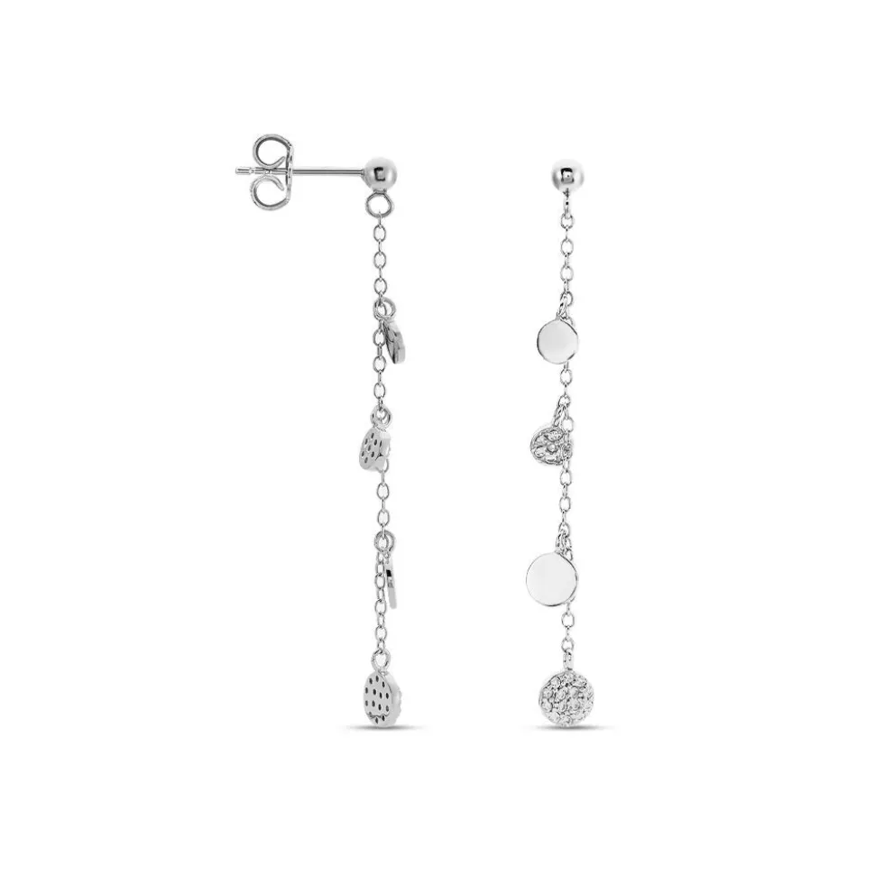 Boucles D'oreilles Pendantes Lorainne Argent Blanc Oxyde De Zirconium