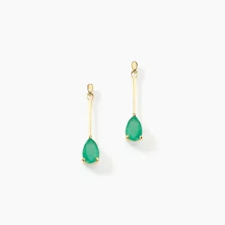 Boucles D'oreilles Pendantes Pluie D'Eclat Or Jaune Emeraude