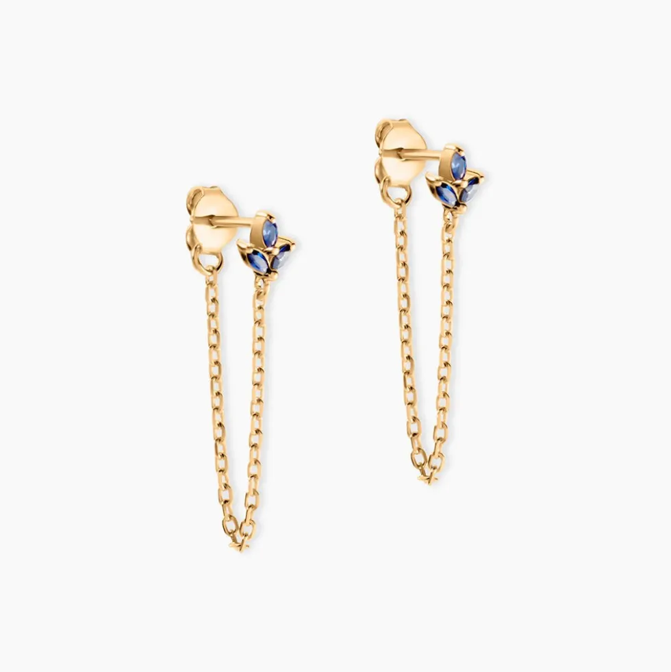 Boucles D'oreilles Pendantes Erma Plaqué Or Doré Oxyde De Zirconium