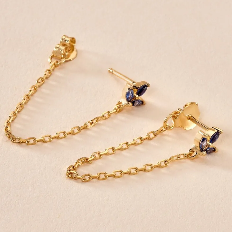 Boucles D'oreilles Pendantes Erma Plaqué Or Doré Oxyde De Zirconium