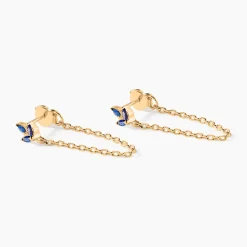 Boucles D'oreilles Pendantes Erma Plaqué Or Doré Oxyde De Zirconium