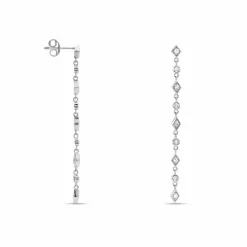 Boucles D'oreilles Pendantes Mascaret Argent Blanc Oxyde De Zirconium