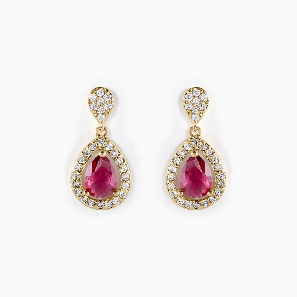 Boucles D'oreilles Pendantes Brigita Plaqué Or Pierre Et Oxyde
