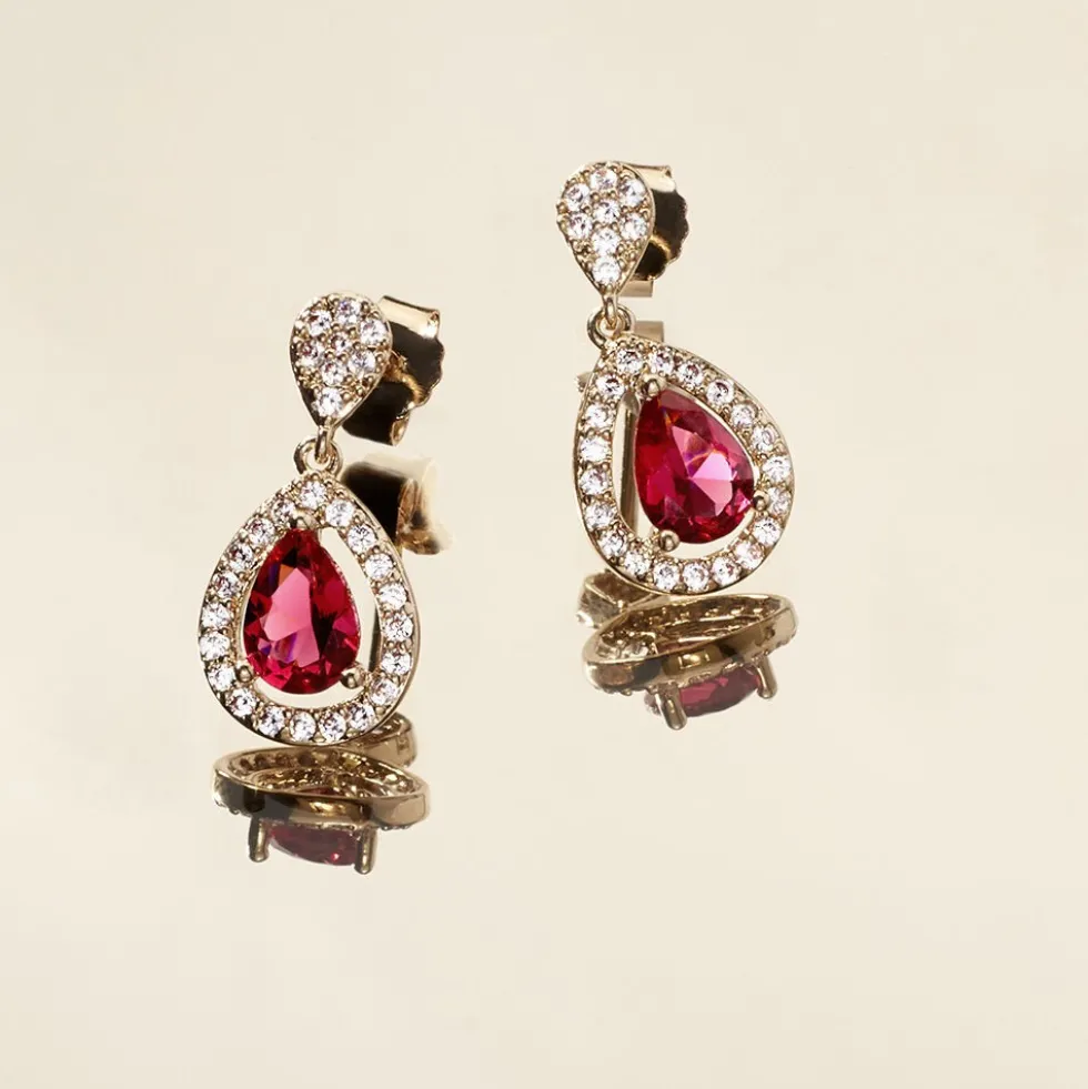 Boucles D'oreilles Pendantes Brigita Plaqué Or Pierre Et Oxyde