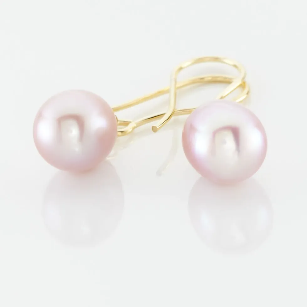 Boucles D'oreilles Pendantes Baroque Or Jaune Perle De Culture