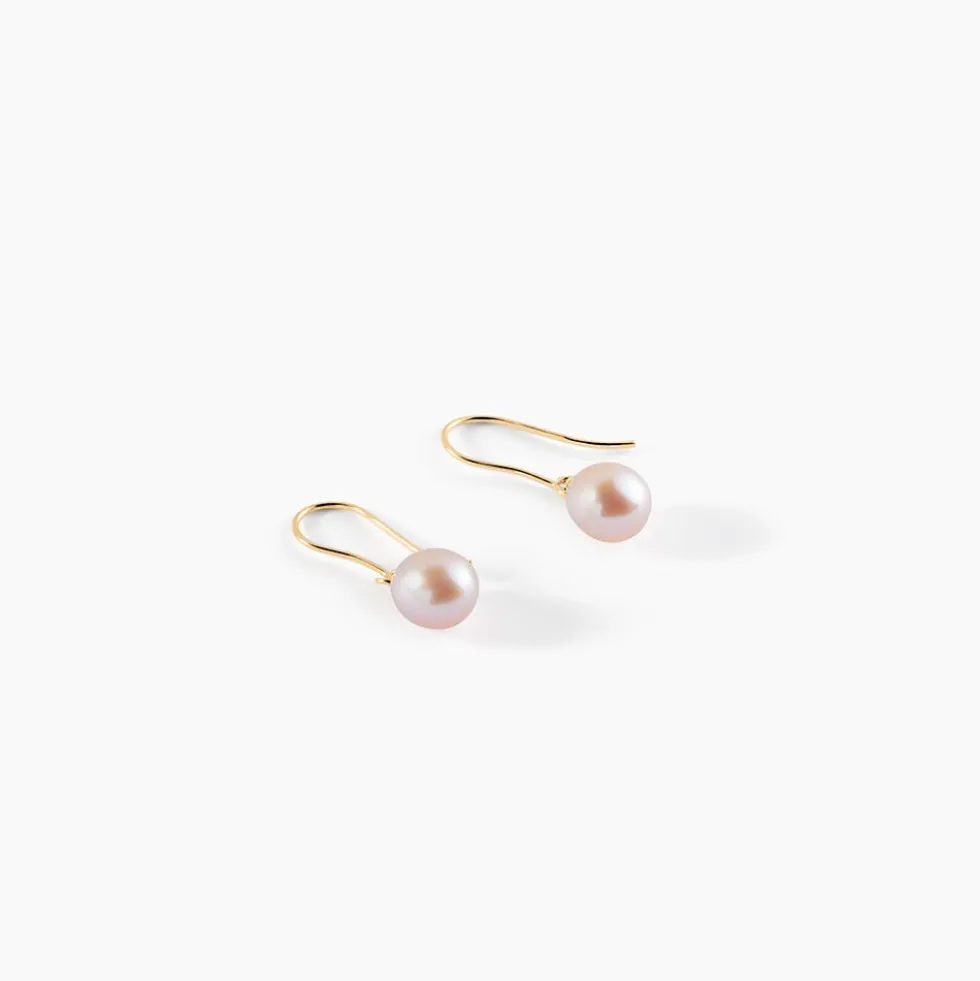 Boucles D'oreilles Pendantes Baroque Or Jaune Perle De Culture