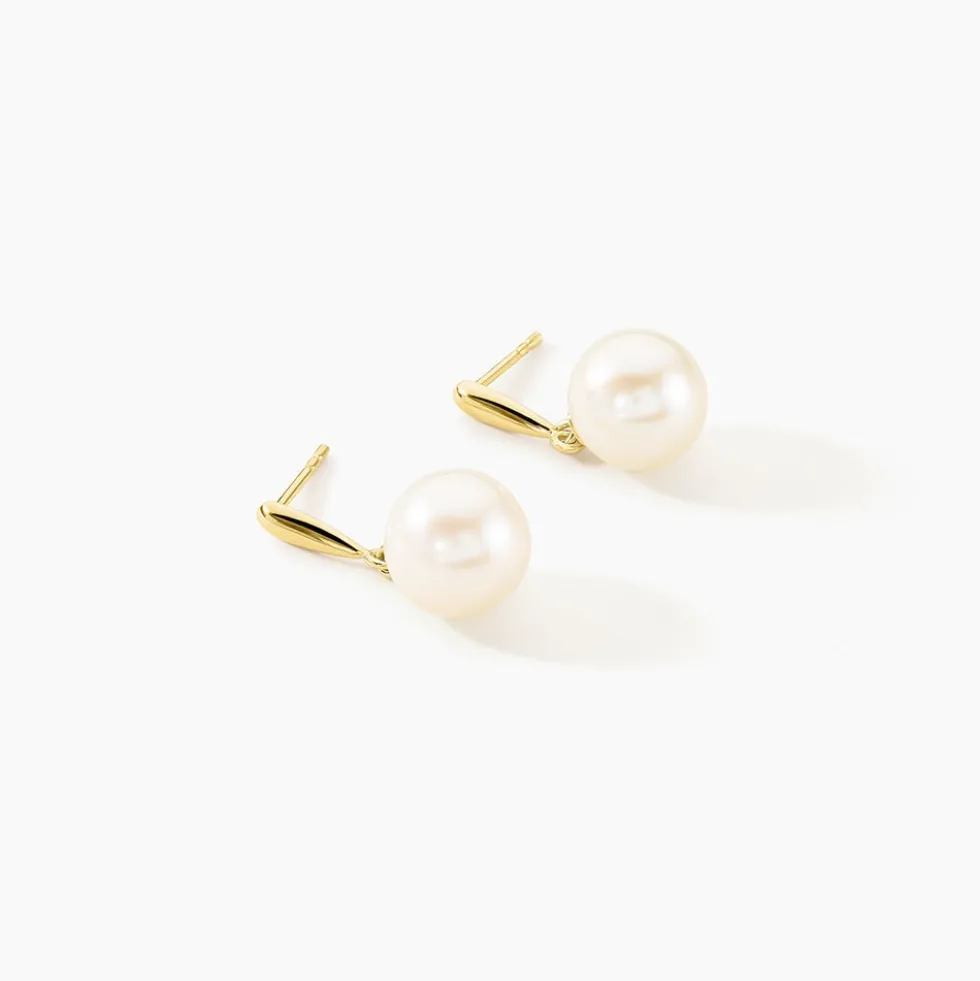 Boucles D'oreilles Pendantes Sibylle Or Jaune Perle De Culture