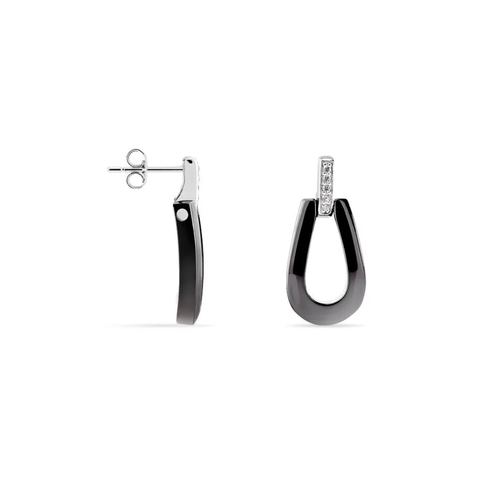 Boucles D'oreilles Pendantes Argent Céramique Et Oxyde De Zirconium