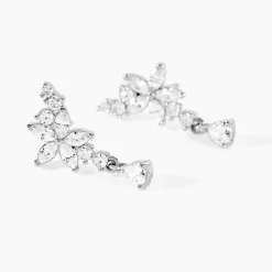 Boucles D'oreilles Pendantes Bertha Argent Blanc Oxyde De Zirconium