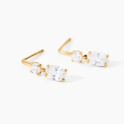 Boucles D'oreilles Pendantes Gulbeyaz Or Jaune Oxyde De Zirconium