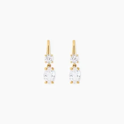 Boucles D'oreilles Pendantes Gulbeyaz Or Jaune Oxyde De Zirconium