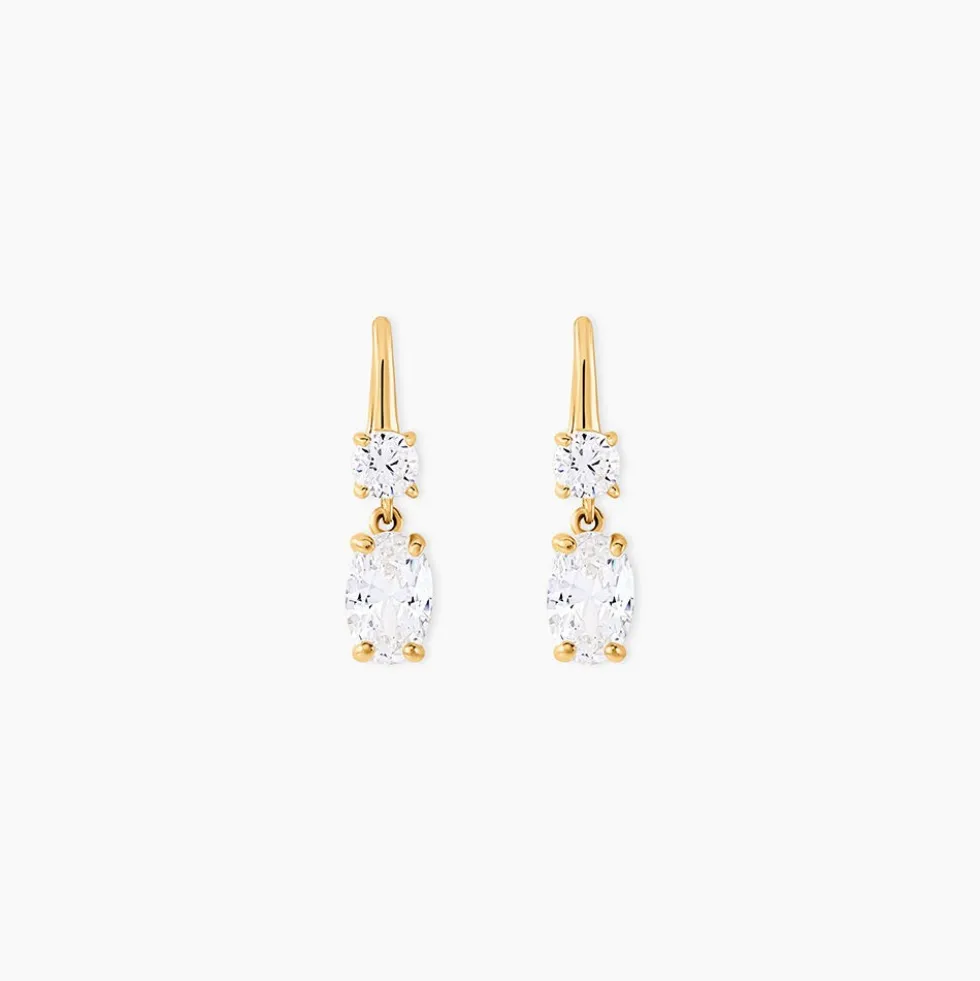 Boucles D'oreilles Pendantes Gulbeyaz Or Jaune Oxyde De Zirconium
