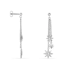 Boucles D'oreilles Pendantes Sathya Argent Blanc Oxyde De Zirconium