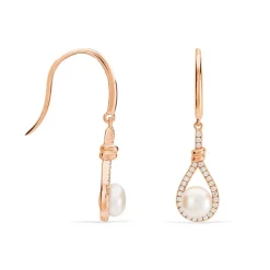 Boucles D'oreilles Pendantes Majida Argent Perle De Culture Et Oxyde