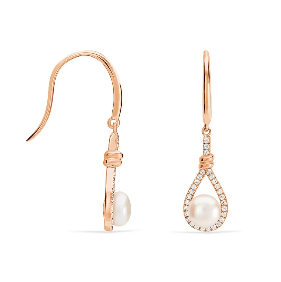 Boucles D'oreilles Pendantes Majida Argent Perle De Culture Et Oxyde