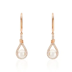 Boucles D'oreilles Pendantes Majida Argent Perle De Culture Et Oxyde