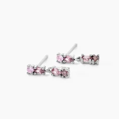 Boucles D'Oreilles Pendantes Dion Argent Blanc Oxyde De Zirconium