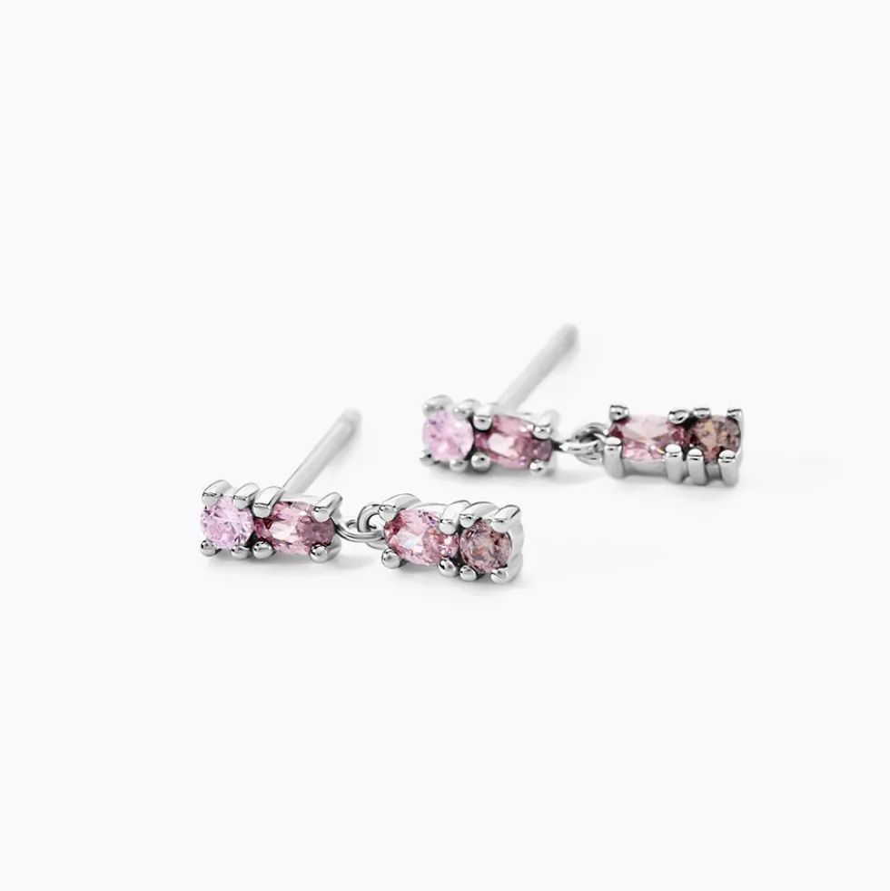 Boucles D'Oreilles Pendantes Dion Argent Blanc Oxyde De Zirconium