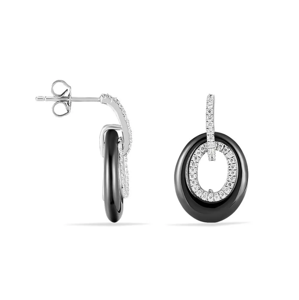 Boucles D'oreilles Pendantes Suhayla Argent Céramique Et Oxyde