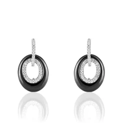 Boucles D'oreilles Pendantes Suhayla Argent Céramique Et Oxyde