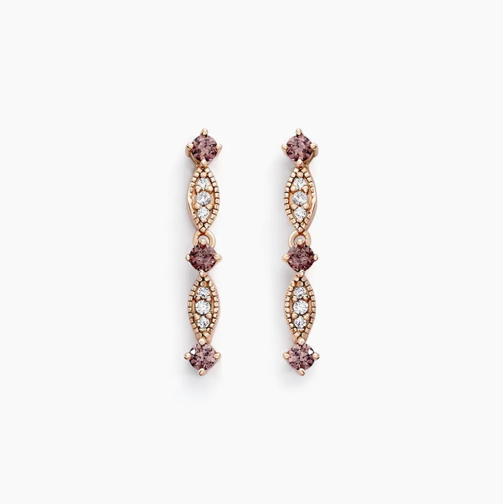 Boucles D'oreilles Pendantes Eugenie Argent Rose Oxyde De Zirconium