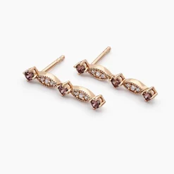 Boucles D'oreilles Pendantes Eugenie Argent Rose Oxyde De Zirconium