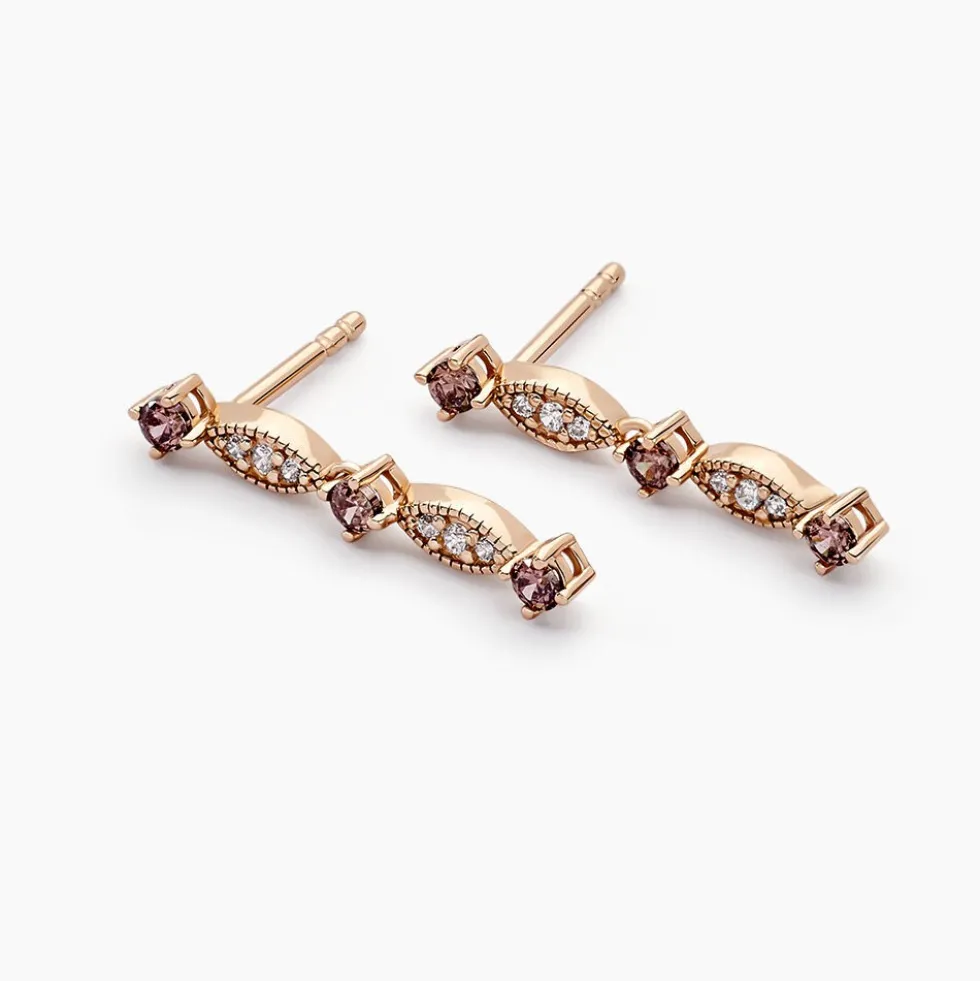 Boucles D'oreilles Pendantes Eugenie Argent Rose Oxyde De Zirconium
