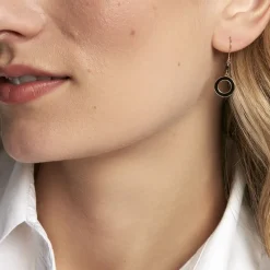Boucles D'oreilles Pendantes L'incessante Or Jaune Onyx Spinelle