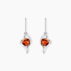 Boucles D'oreilles Pendantes Hilarionne Argent Blanc Ambre