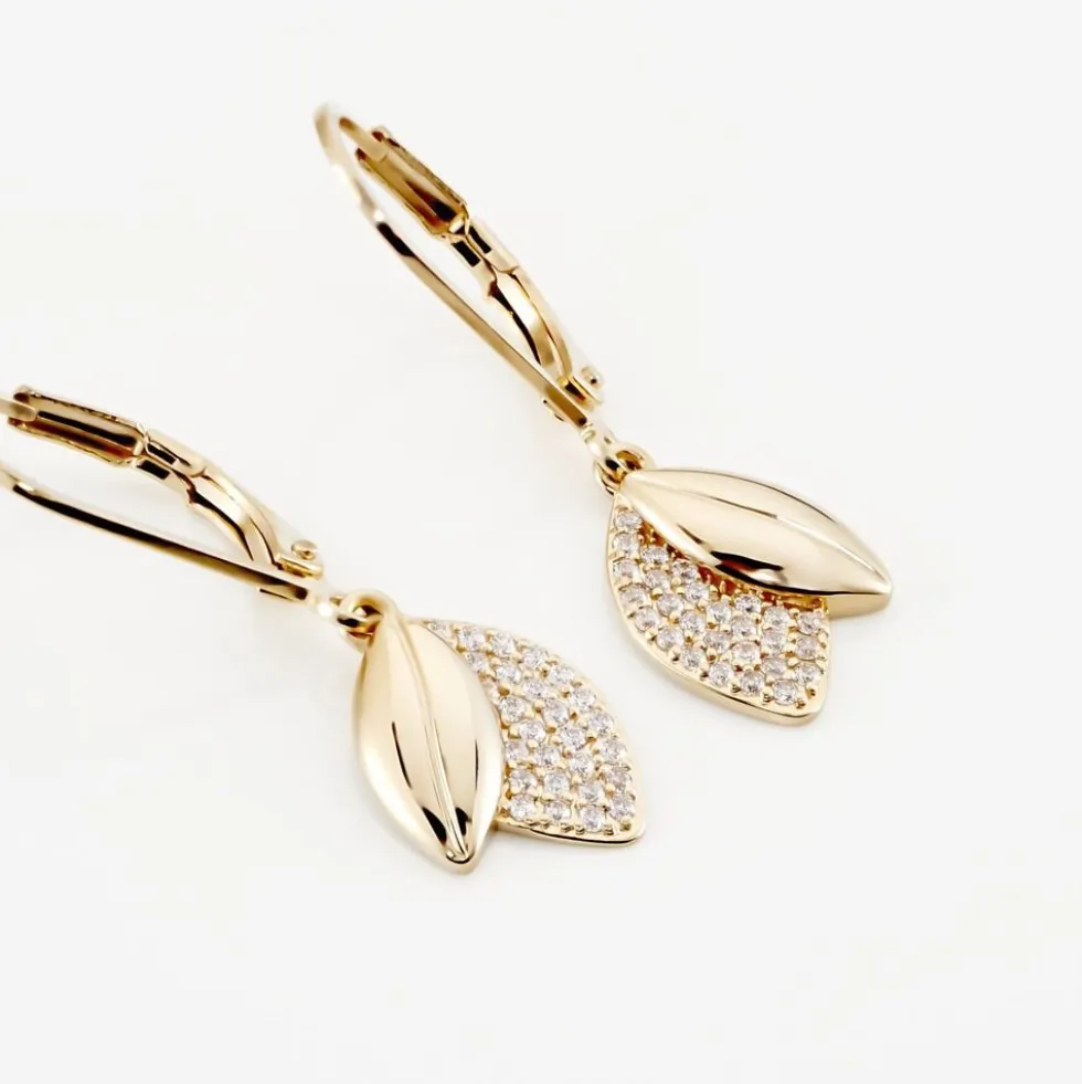 Boucles D'oreilles Pendantes Plaqué Or Jaune Simao Oxydes De Zirconium