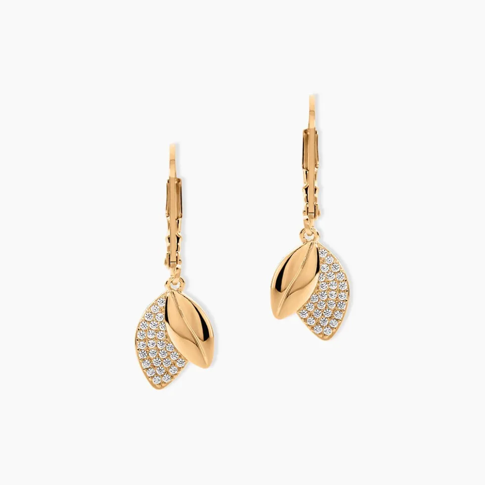 Boucles D'oreilles Pendantes Plaqué Or Jaune Simao Oxydes De Zirconium