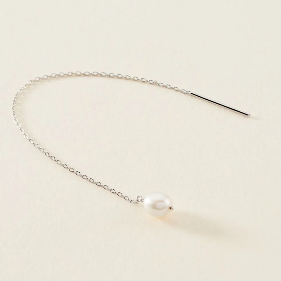 Boucles D'oreilles Pendantes Garance Argent Blanc Perle De Culture
