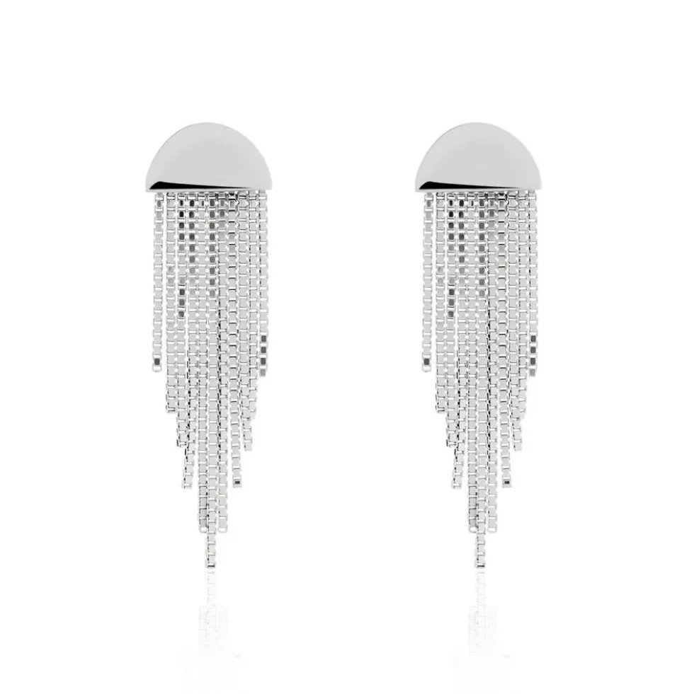 Boucles D'oreilles Pendantes Macie Argent Blanc