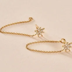 Boucles D'oreilles Pendantes Kettil Or Jaune Oxyde De Zirconium