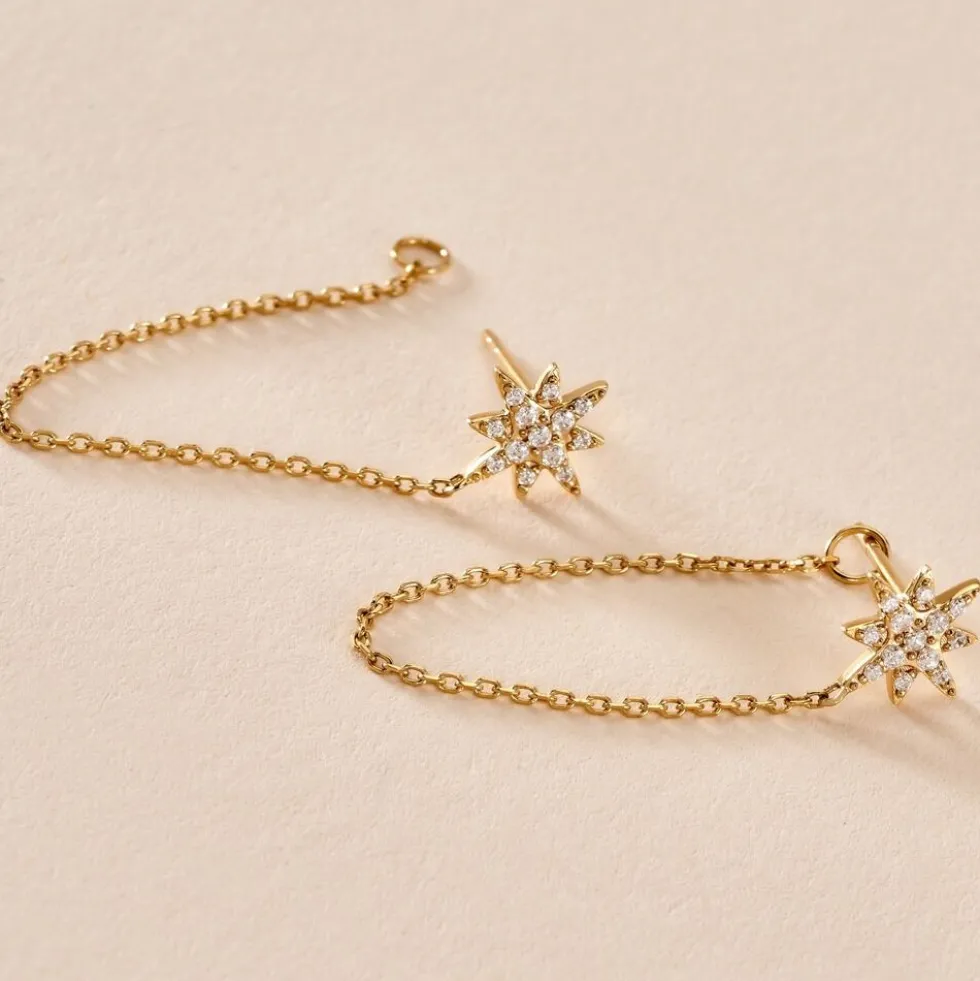 Boucles D'oreilles Pendantes Kettil Or Jaune Oxyde De Zirconium