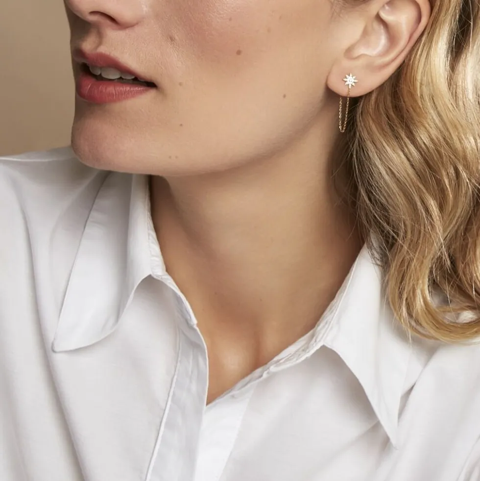 Boucles D'oreilles Pendantes Kettil Or Jaune Oxyde De Zirconium