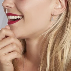 Boucles D'oreilles Pendantes Lucianola Argent Blanc