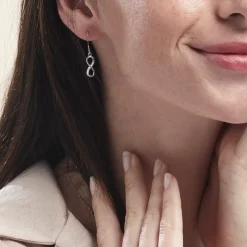 Boucles D'oreilles Pendantes Argent Blanc Teoxane