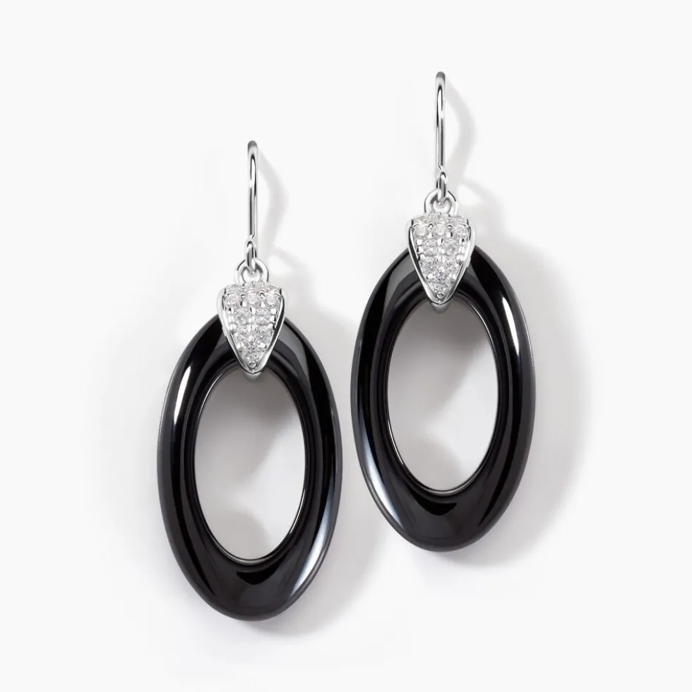 Boucles D'oreilles Pendantes Peer Argent Blanc Oxyde De Zirconium