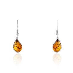 Boucles D'oreilles Pendantes Argent Blanc Lucina Ambre