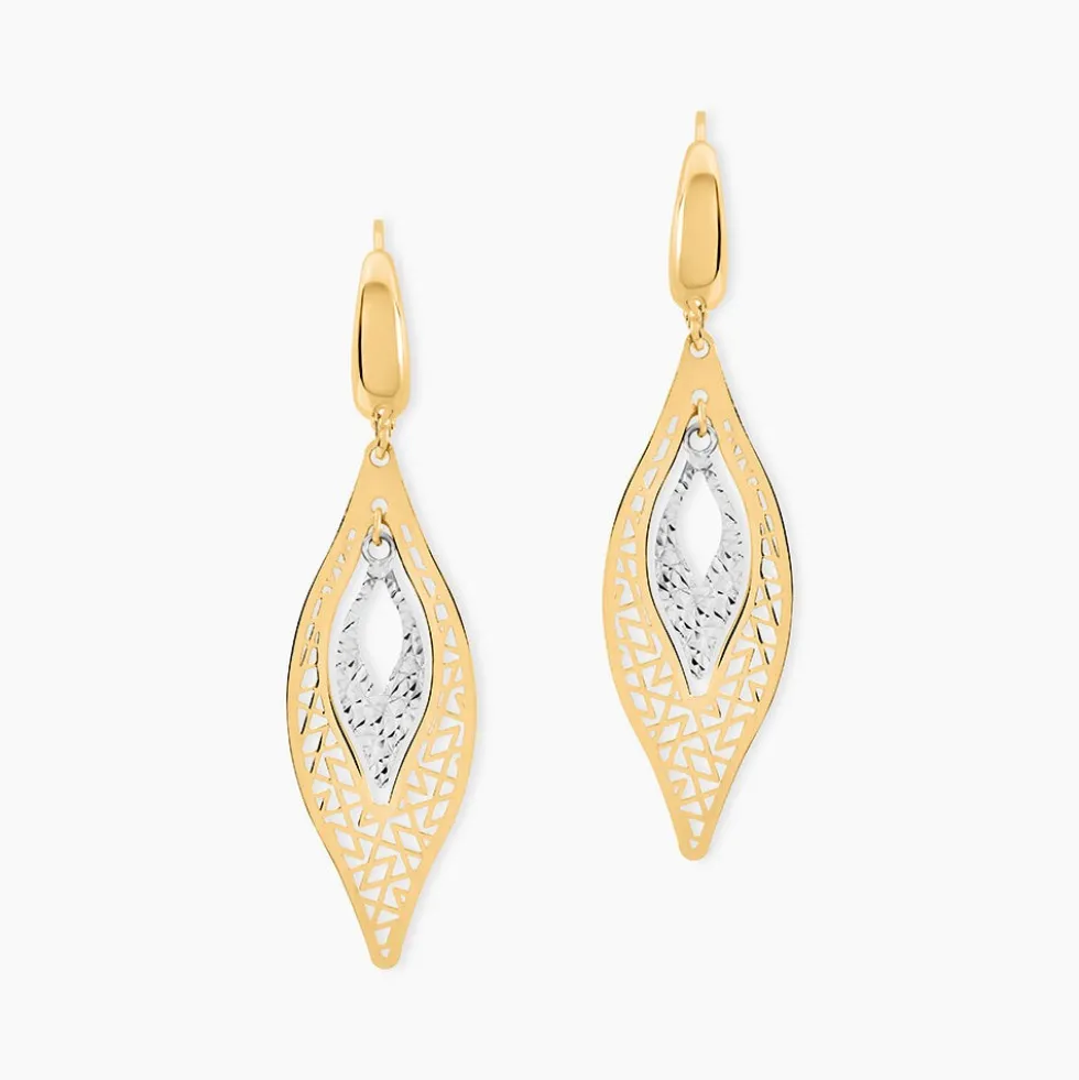 Boucles D'Oreilles Pendantes Gerontius Or Bicolore