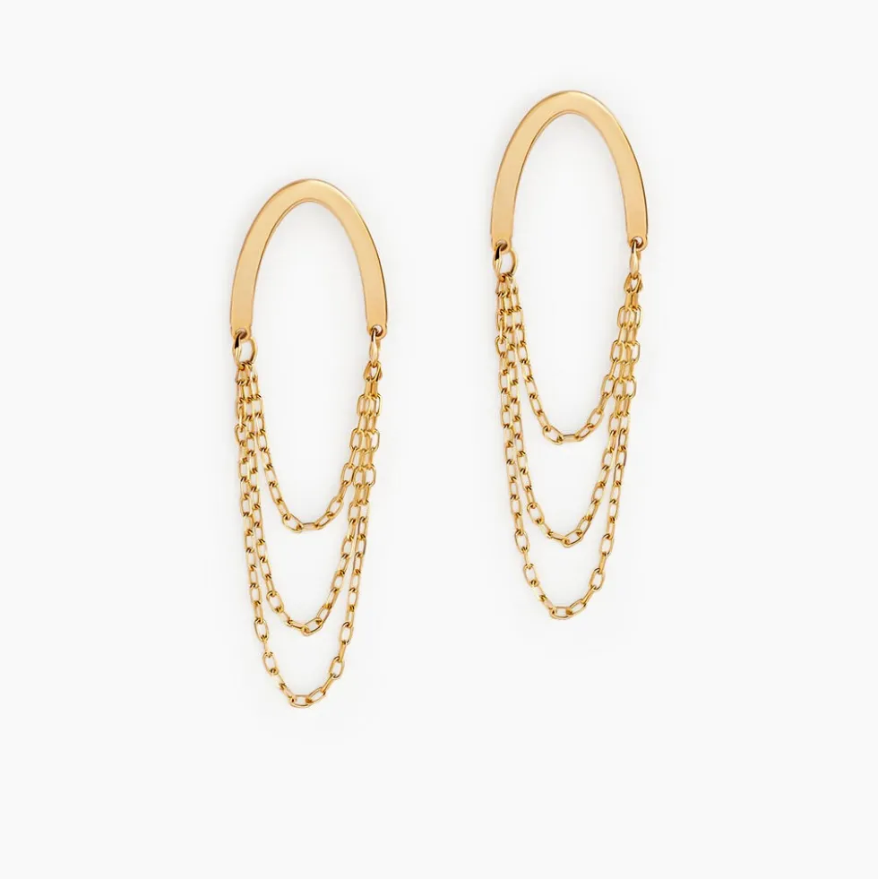 Boucles D'oreilles Pendantes Brin D'or Or Jaune