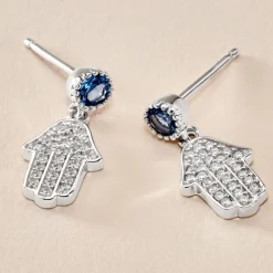 Boucles D'oreilles Pendantes Fidelma Argent Blanc Spinelle Oxyde