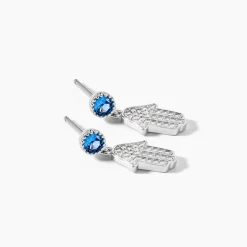 Boucles D'oreilles Pendantes Fidelma Argent Blanc Spinelle Oxyde