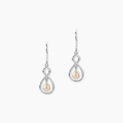 Boucles D'oreilles Pendantes Walae Argent Blanc Perle De Culture