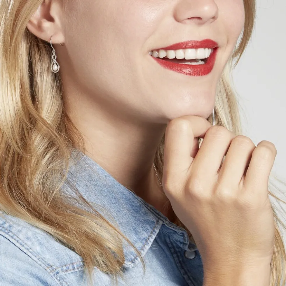 Boucles D'oreilles Pendantes Walae Argent Blanc Perle De Culture