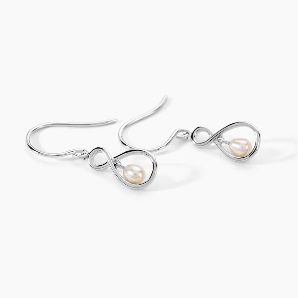 Boucles D'oreilles Pendantes Walae Argent Blanc Perle De Culture