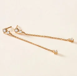 Boucles D'oreilles Pendantes éclat Perlé Plaqué Or Oxyde De Zirconium