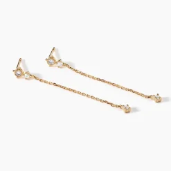 Boucles D'oreilles Pendantes éclat Perlé Plaqué Or Oxyde De Zirconium